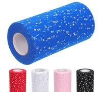 Glarks 1 rollo de TUL brillante de 15cm x 50 yardas (150 pies), malla de TUL azul real con lentejuelas de cinta de hilo para faldas gráficas de bricolaje