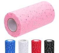 Glarks 1 rollo de TUL brillante de 15cm x 50 yardas (150 pies), tela de malla rosa con lentejuelas de cinta de hilo, adecuado para bodas de faldas gráficas