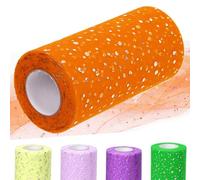 Glarks 1 rollo de tul con purpurina de 15 cm x 45,72 m, color naranja, cinta de tul brillante con lentejuelas, tela de red de tul para bricolaje, falda tutú, boda, cumpleaños, baby shower