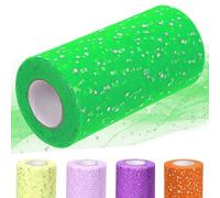 Glarks 1 rollo de tul con purpurina de 15 cm x 45,72 m, color verde hierba, cinta de tul brillante, tela de red de tul para bricolaje, falda tutú, boda, cumpleaños, baby shower