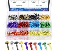 Glarks 1000 sujetadores de papel de 10 colores brads Metal mini brads Kit combinado 400 piezas 8x15 mm cabeza de hongo brads y 600 piezas 8x14 mm Cabeza Redonda brads