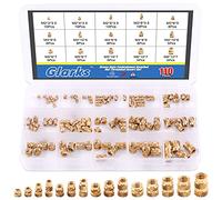 Glarks 110 piezas M2 M3 M4 M5 Rosca Hembra Tuercas Moleteadas Inserción Roscadas de Latón Kit Surtido para Impresora 3D
