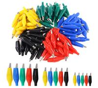 Glarks 120 pinzas de cocodrilo de 28 mm, 35 mm, 45 mm, pinzas de cocodrilo, pinzas de prueba eléctricas con cubierta protectora aislante (negro, rojo, amarillo, azul, verde)