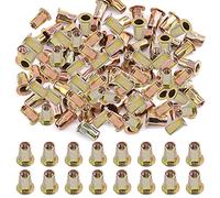 Glarks 120 Uds M4 mitad hexagonal cuerpo brida remache tuercas de acero al carbono chapado en zinc cabeza plana rosca tuerca remachadora conjunto (M4)