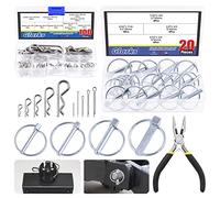 Glarks 121 pines de alfiler y alfileres resistentes con clips R, de acero al carbono y 304 pasadores de acero inoxidable con alicates de punta de aguja para automóviles, automóviles y camiones