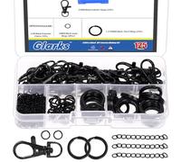 Glarks 125 kits de fabricación de llaveros negros, artesanías de llaveros, incluidos Llaveros con cadenas, llaveros de langosta, llaveros y anillos de salto