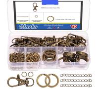 Glarks 125 llaveros de bronce para manualidades, incluyendo clips de llavero con cadena, cierres de pinza de langosta, llaveros y anillos de salto para llaveros, joyería y manualidades