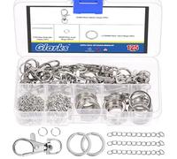 Glarks 125 piezas de plata llavero Craft Supplies, incluyendo llavero con cadena, cierre de garras de langosta, llaveros y anillos de salto para hacer Keychain Jewelry Craft