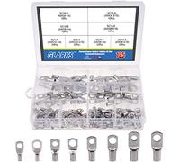 Glarks 125 Uds. de grado marino estañado de alambre de cobre de alta resistencia, terminales de cable de batería, ojales, kit surtido de conectores de terminal de anillo SC, 125 Uds