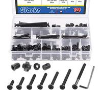 Glarks 128 tornillos M6 negros para cuna de bebé, tornillos de cabeza hexagonal, tuercas de barril M6, tuercas de inserción roscada M6, tuercas de inserción M6, gabinetes, muebles