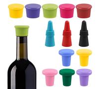 Glarks 13 kits combinados de tapones de silicona, 3 conservadores de vino reutilizables de tapones de vidrio de cerveza y tapones de cerveza de corcho