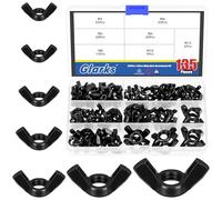 Glarks 135 tuercas de mariposa M3 M4 M5 M6 M8 M10 M12 negro kit surtido de tuercas de mariposa de acero al carbono, 7 tamaños