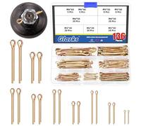 Glarks 136 kits de combinación de accesorios de llavero Cotter pin de 9 dimensiones m2 m3 M4 M5 M6 chaquetas de aguja abierta de zinc de color para automóviles, automóviles