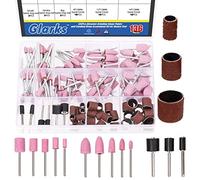 Glarks 136 unidades de puntos de piedra abrasivos y kit de surtido de tambor de arena, ruedas pulidoras y puntas de rectificado de tambor con mandriles de tambor para herramientas rotativas