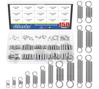Glarks 150 resortes de extensión de acero inoxidable con doble gancho, 15 tamaños, surtido de cables de resorte pequeños para maquinaria, construcción industrial