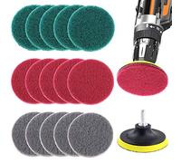 Glarks 16 Piezas 4 Pulgadas Taladro eléctrico Cepillo de Azulejos Estropajo Estropajo Almohadillas de Limpieza Kit con 4 Pulgadas Almohadilla de Disco Soporte para baño y Cocina Limpieza