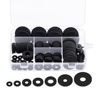 Glarks 175 kits de combinación de arandelas de Goma planas de 7 dimensiones, arandelas de Goma redondas planas de 10/12 / 16/18 / 20/25 / 30 mm arandelas de Goma negra pesada para el mantenimien