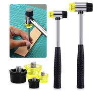 Glarks 2 mazos de martillo suave de doble cara de 25 mm/35 mm con 4 cabezales de repuesto, doble cabeza de plástico y martillo de goma para manualidades de cuero, relojes, joyería, instalación de