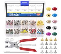 Glarks 200 juegos de remaches de cuero kit de remaches de cuero de doble tapa redonda de 5 mm, con 3 juegos de piezas, remaches de cuero de tapa de 10 colores y tornillos metálicos de 2 colores