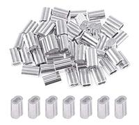Glarks 200 piezas de 1/16 pulgadas (1,5 mm) de aluminio de manga de cuerda de alambre de doble barril para cuerda de alambre y extremo de línea de cable (1/16-200 piezas)