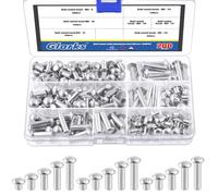 Glarks 200 unidades M6 x 6/10/14/20/25 mm remaches de aluminio de cabeza ancha sólidos, longitud 6 mm, 10 mm, 14 mm, 20 mm, 25 mm, remaches de aluminio, fijadores de alta resistencia a la corrosión