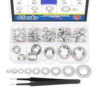 Glarks 210 arandela métricas M2 M2.5 M3 M4 M5 M6 M8 M10 M12 304 acero inoxidable dientes interiores estrella bloqueo surtido anillos empuje externos