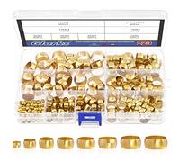 Glarks 220 casquillos de compresión de latón de 8 tamaños, kit surtido de accesorios de compresión de latón (4/6/8/10/12/13/14/16 mm)
