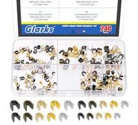 Glarks 240pcs #3/#5/#8/#10 Kit de topes superiores de cremallera en forma de U, retenedores deslizantes de cremallera de 5 colores, topes superiores de cremalleras abiertas