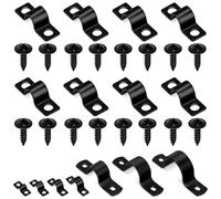 Glarks 25 Uds 8mm abrazaderas de tubería, Black Carbon Steel 2 Hole Strap Heavy Duty Rigid Pipe Strap U Bracket Tube Strap Cable Clamp Hanger Tension Tube Clip with screw for Pipe Tube Cable Fixing