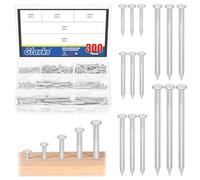 Glarks 300 piezas 20/30 / 40/50 / 60 mm kit de clavos de acero de ladrillo, clavos de hardware de acero al carbono de zinc blanco, clavos de acabado, clavos de suspensión Brad e imagen