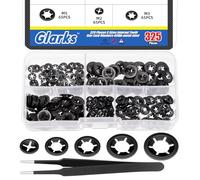 Glarks 326 arandelas de acero de 65 Mn con dientes internos Star Lock Surtido de arandelas M2 M2.5 M3 M4 M5 de velocidad rápida push on discos de bloqueo