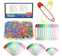 Glarks 330pcs 6.8 x 32mm Multicolor Sharp Edge Safety Pin Kit, 11 Colores Pines de Seguridad de Metal, Pines de Seguridad Pesados a Granel, Clips de Seguridad de fijación para Etiquetas de Ropa