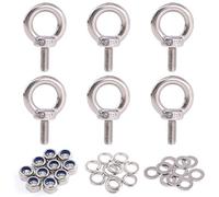 Glarks 36 piezas de acero inoxidable 304 M5 macho rosca maquinaria hombro elevación anillo ojo perno con tuercas de bloqueo/arandelas de bloqueo/juego de arandelas planas