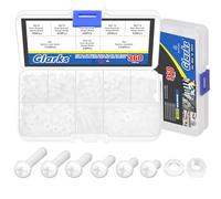 Glarks 360pcs M4 x 6/8/10/12/15/20 mm Nylon Phillips Pan Head Tornillos Tuerca Kit de arandela de tornillo de nylon blanco Phillips Cruz cabeza redonda Tornillo de máquina
