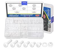 Glarks 360pcs M5 x 6/8/10/12/15/20 mm Nylon Phillips Pan Head Tornillos Tuerca Kit de arandela Kit de arandela de nylon blanco Phillips Cruz cabeza redonda Tornillo de máquina