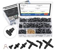 Glarks 380 accesorios de riego con conectores espinosos y kit de clip de resorte de 7 mm, incluyendo gancho, triple, codo, tapón final, 4 juntas, 3 juntas