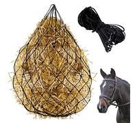 Glarks 40 Pulgadas de Largo, 5 Pulgadas x 5 Pulgadas de Malla de Nylon Red de heno de alimentación súper Lenta, Bolsa Negra de forraje de heno de Caballo de Polietileno Pesado de Gran Capacidad