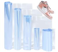 Glarks 400 bolsas retráctiles, 5 tamaños de PVC transparente termorretráctil, películas termorretráctiles para protección de zapatos, evita el amarilleamiento de la suela y mantiene el polvo lejos