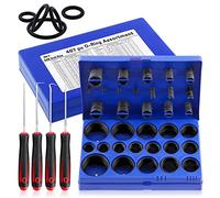 Glarks 411 piezas de 32 tamaños SAE Universal O-Ring Kit surtido incluyendo 407 piezas de goma de nitrilo NBR O-Ring y 4 piezas de púas y ganchos para reparación de fontanería, conexiones de sellado