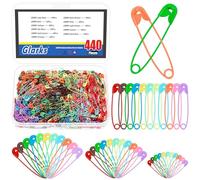 Glarks 440pcs 5.8 x 28mm Multicolor Sharp Edge Safety Pin Kit, 11 Colores Pines de Seguridad de Metal, Pines de Seguridad Pesados a Granel, Clips de Seguridad de fijación para Etiquetas de Ropa