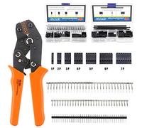 Glarks 486pcs SN-28B trinquete herramienta de crimpado con 485 piezas 2,54 mm 1 2 3 4 5 6 7 Pin conector macho hembra Pin Enganche Crimp Conector para AWG28-18 Dupont Pins