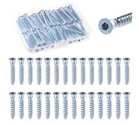 Glarks 50pcs M7 x 40mm Zinc Plated Confirm Tornillos Kit, Acero al carbono Hex Socket Drive Auto-Tapping Tornillo, Hex Socket Muebles Tornillos para Gabinete, Sillas, Conexión de muebles