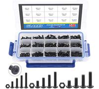 Glarks 510 tornillos de cabeza de botón de aleación de acero M3 M4 M5 con kit surtido de tuercas, acabado de óxido negro (cabeza de botón)