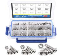 glarks 510pcs M3 M4 M5 acero inoxidable 304 Hex Allen disco botón cabeza tornillos tornillos hexagonales con rosca surtido Kit