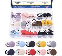 Glarks 60 conjuntos de botones recubiertos con tela de 10 colores, botones redondos con mango metálico, tela de espalda plana recubierta con botones cosidos, tela de ropa, chaquetas de botones (25mm)