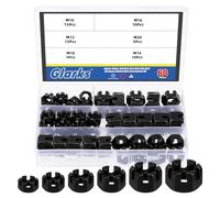 Glarks 60 unidades M10 M12 M14 M16 M18 M20 Negro Hexágono Ranurado Tuercas Ranuradas Kit de 6 Tuercas de Castillo Hexagonal de Acero al Carbono para Reparación de Accesorios de Coche Moto