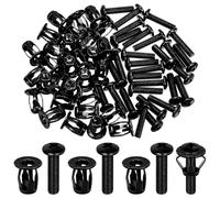 Glarks 60pcs M6 Jack Tuerca y cabeza plana Phillips máquina tornillos Kit, negro jacknut tornillo ancla, inserto roscado tuerca de pétalo tuerca de expansión