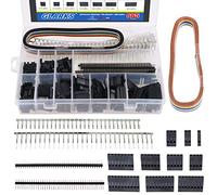 glarks 635pcs carcasa conector Dupont macho/hembra Pin conector de 40 pines 2,54 mm de paso Pin Cabeceras y alambre de 10 adhesivos Kit de soporte de cinta IDC cable de alambre, surtido de color