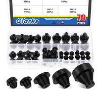 Glarks 70 Tapones de Silicona de 3,7/4,2/5,7/6,5/7,5 mm, Tapones de Agujero de Cerradura de Clip Redondo de Silicona Negra, adecuados para tabiques de Cocina