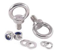 Glarks 8 pernos de tornillo M16 resistentes, 2 piezas de acero inoxidable 304 de rosca macho para maquinaria de elevación de hombro con 6 tuercas de bloqueo/arandelas de bloqueo/juego de arandelas